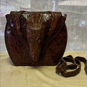 Vintage REAL Brown Alligator Shoulder Bag